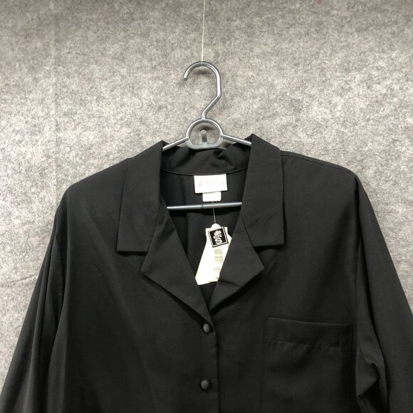 NWT Vintage Jessica Scott Long Sleeve Blouse Women S 80s 90s Black Collared - Picture 3 of 9